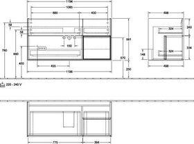 V&B Waschtischunterschrank FINION 1196x591x498mm Regalele. Wln ven Peony