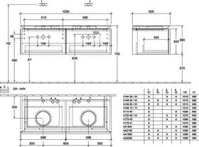 V&B Waschtischunterschrank LEGATO 1200x380x500mm m Be Glossy White