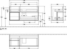 V&B Waschtischunterschrank FINION 1196x591x498mm Regal anthr. ma Wln ven