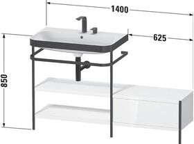 Duravit Waschtischset HAPPY D.2 PLUS 1400x490mm ein Hahnloch weiß hochglanz