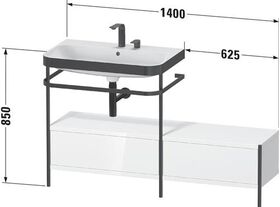 Duravit WTU HAPPY D.2 PLUS 1400x490mm m Metallkon e HL ta supermatt