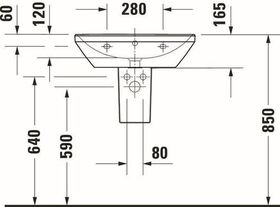 Duravit Waschtisch D-NEO m ÜL m HLB 1 Hahnloch 600x440mm weiß