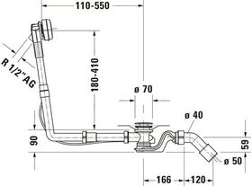 Duravit Ab-/Überlaufgarnitur QUADROVAL mit Wanneneinlauf chrom