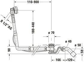 Duravit Ab-/Überlaufgarnitur QUADROVAL mit Wanneneinlauf chrom