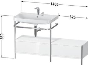 Duravit Waschtischset HAPPY D.2 PLUS 1400x490mm 2 Hahnlöcher weiß supermatt