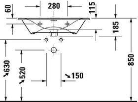 Duravit Waschtisch VIU 730x490mm m ÜL m HLB 3 HL weiß WG