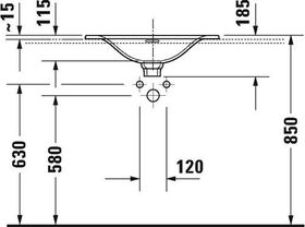 Duravit Einbauwaschtisch VIU 600x450mm m ÜL m HLB 3 Hahnlöcher weiß