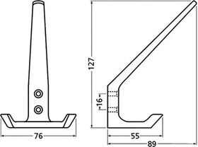 Huthaken 0032 zweifach A.89mm Alu.silberf.elox.H.127mm Hermeta