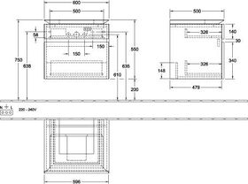 V&B Waschtischunterschrank LEGATO 600x550x500mm Glossy White