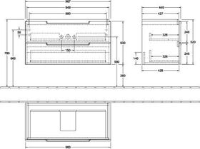 V&B Waschtischunterschrank SUBWAY 2.0 987x520x449mm Black Matt Lacquer