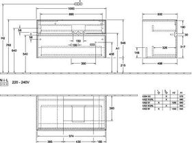 V&B Waschtischunterschrank COLLARO 100x54,8x50cm WT re m LED-B. White Wood