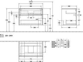 V&B Waschtischunterschrank COLLARO 800x548x500mm WT mttg m LED-B. w Wood