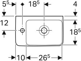 Geberit Handwaschbecken RENOVA COMPACT 400x250mm m ÜL m Hahnloch links weiß KT