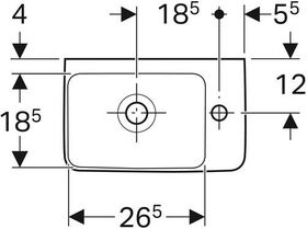 Geberit Handwaschbecken RENOVA COMPACT 400x250mm m ÜL m Hahnloch rechts weiß KT