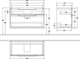 V&B Waschtischunterschrank SUBWAY 2.0 987x590x449mm Black Matt Lacquer