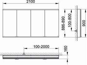 Keuco Spiegelschrank ROYAL MODULAR 2.0 Breite 2100mm Höhe 900mm Tiefe 120mm