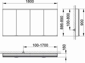 Keuco Spiegelschrank ROYAL MODULAR 2.0 Breite 1800mm Höhe 900mm Tiefe 120mm