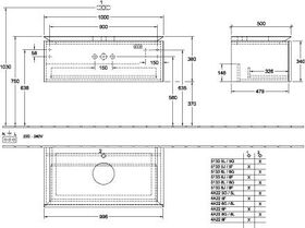 V&B Waschtischunterschrank LEGATO 1000x380x500mm m Be Glossy White