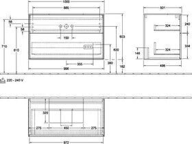 V&B Waschtischunterschrank FINION 1000x603x501mm AP Glas wh ma bl ma lacq.