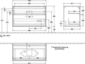 V&B Waschtischunterschrank FINION 1000x603x501mm AP Glas bl ma anthr. ma