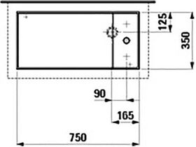 Laufen Waschtisch-Schale KARTELL 750x350mm m Arm.bank o ÜL o HL grau