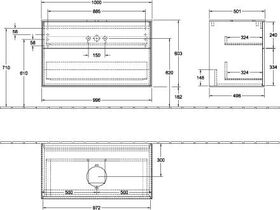 V&B Waschtischunterschrank FINION 1000x603x501mm AP Gl bl ma gls wh lacq.