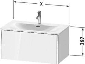 Duravit Waschtischunterbau XSQUARE 810x560x478mm 1 Ausz. we hgl ES Ah mitte