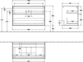 V&B Waschtischunterschrank FINION 1000x603x501mm Abdpl Glas bl Matt Peony