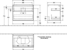 V&B Waschtischunterschrank FINION 800x603x501mm Abdpl Glas bl ma anthr. ma