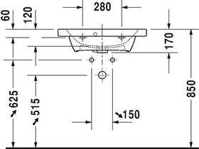 Duravit Waschtisch DURASTYLE COMPACT m ÜL HLB 635x400mm 1 Hahnloch weiß