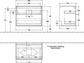 V&B Waschtischunterschrank FINION 800x603x501mm AP Gl wh ma glos. wh lacq.