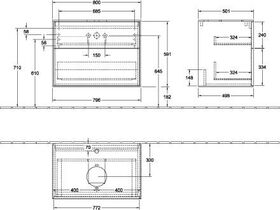 V&B Waschtischunterschrank FINION 800x603x501mm AP Gl wh ma glos. wh lacq.