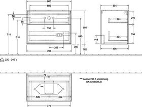 V&B Waschtischunterschrank FINION 800x603x501mm AP Glas bl ma bl ma lacq.