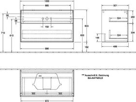 V&B Waschtischunterschrank FINION 1000x603x501mm AP Glas bl ma wh ma lacq.