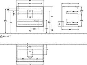 V&B Waschtischunterschrank FINION 800x603x501mm AP Gl bl ma glos. wh lacq.