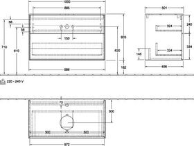 V&B Waschtischunterschrank FINION 1000x603x501mm AP Gl bl ma gls wh lacq.