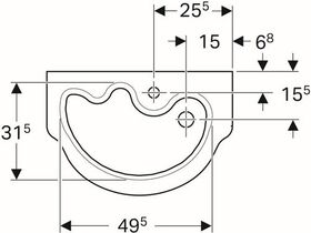 Geberit Waschtisch BAMBINI 600x400mm m Hahnloch ohne Überlauf weiß