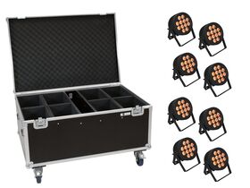 EUROLITE Set 8x LED IP PAR 12x8W QCL Spot + Case mit Rollen