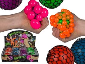 Squeezy-Ball im Netz 7cm, 4-farbig sort.