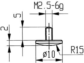 Messeins.D.10mm gewölbt R.15 M2,5 STA z.Messuhren KÄFER