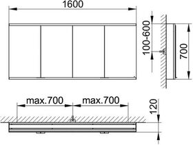 Keuco Spiegelschrank ROYAL MODULAR 2.0 Breite 1600mm Höhe 700mm Tiefe 120mm