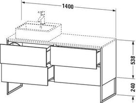 Duravit Waschtischunterbau XSQUARE 1400x400x548mm 4 Au we ma ES NB links