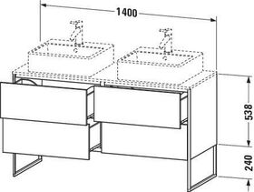 Duravit Waschtischunterbau XSQUARE 1400x778x548mm 4 Au we hgl ES Ah rechts