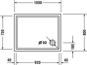 Duravit Rechteck-Duschwanne STARCK SLIML mit Antislip 1000x800x50mm weiß