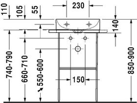 Duravit Handwaschbecken DURASQUARE o ÜL m HLB 450x350mm ohne Hahnloch weiß