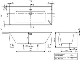 V&B Vorwandwanne COLLARO DUO 1795x790mm, Colour on Demand we