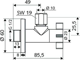 SCHELL Design-Eckventil 4WING 1/2Zoll chrom