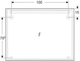 Geberit Lichtspiegel OPTION BASIC SQUARE LED-Bel oben Alu eloxiert 1200x900x32mm