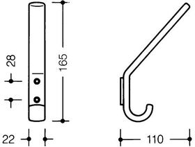 Garderobenhaken 477.90.070 einfach A.108mm PA 99 reinweiß H.163mm HEWI