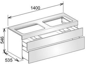 Keuco Waschtischunterbau EDITION 400 1400x546x535mm o HL-Boh we Glas we ma